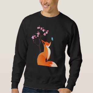 Fox Japanese Cherry Blossom Flower Vintage Sweatshirt