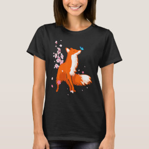 Fox Japanese Culture Cherry Blossom Women Men T-Shirt