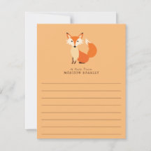 Fox Kid's Cute Flat Stationary Cards