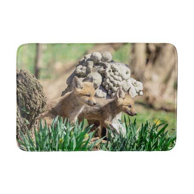 Fox Kits in the Hudson Valley Bath Mat (Front)