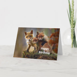 Fox Kits Photo Birthday Card