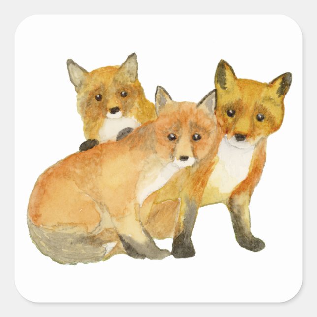 Fox Kits Square Sticker (Front)