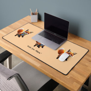 "Fox Kit's Tail Chase" Desk Mat