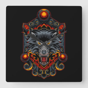 Fox Kitsune  Square Wall Clock