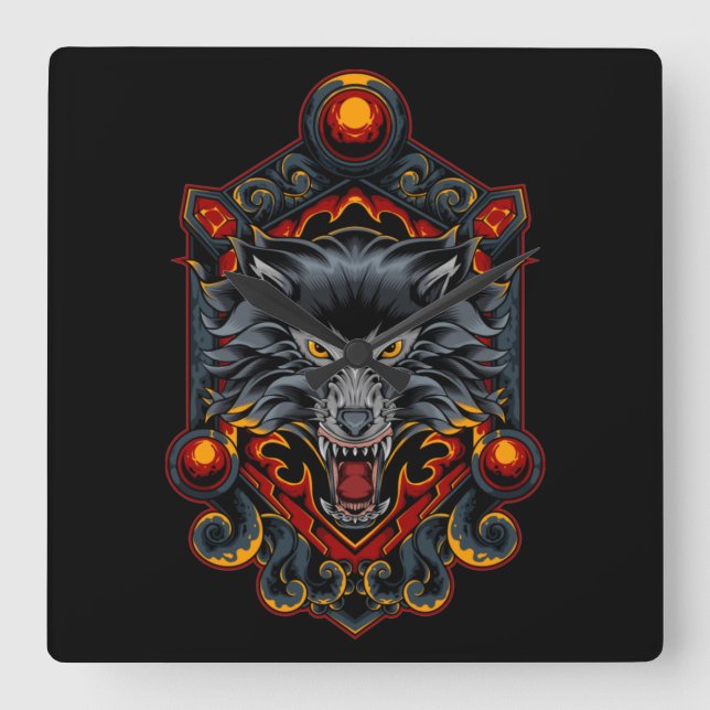 Fox Kitsune  Square Wall Clock (Front)