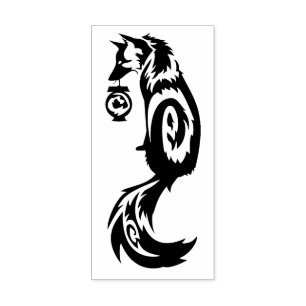 Fox Kitsune Tribal with Spirit Lantern Rubber Stamp