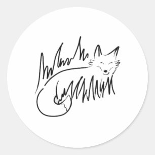 Fox Line Art Classic Round Sticker
