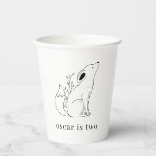 Fox Line Drawing Paper Cups