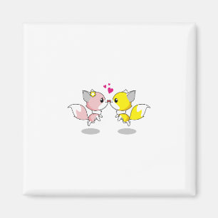 Fox Love Kiss Animal Cute Cartoon Design Funny Magnet