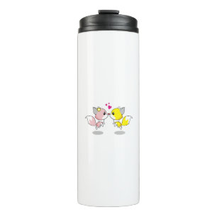 Fox Love Kiss Animal Cute Cartoon Design Funny Thermal Tumbler