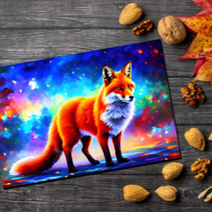 Fox lovely decor colourful redhead animal art postcard