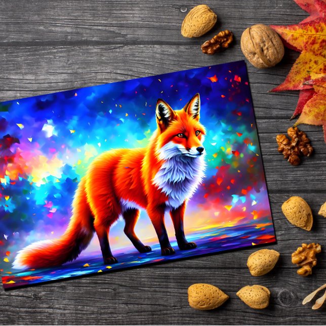 Fox lovely decor colourful redhead animal art postcard (Creator Uploaded)