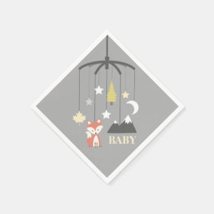 Fox Mobile Modern Neutral Baby Shower Napkins