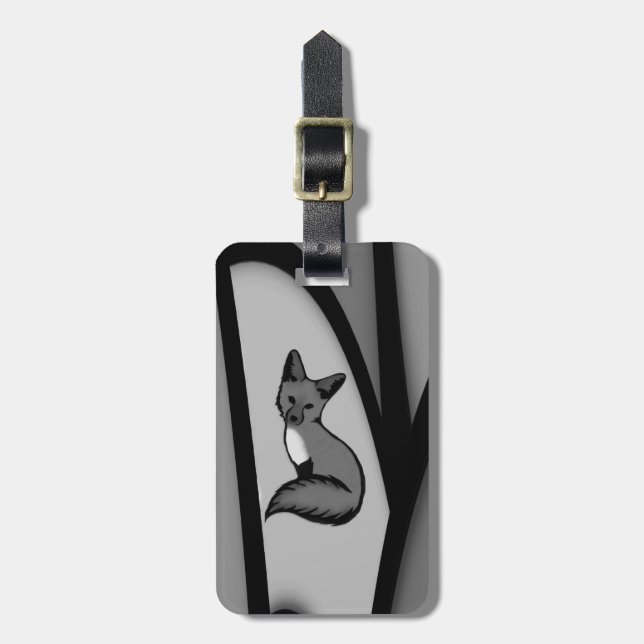 Fox Modern Art Design in Silver Luggage Tag (Front Vertical)