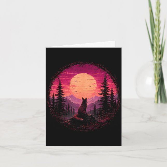 Fox moon forest mountain wilderness nature card (Front)
