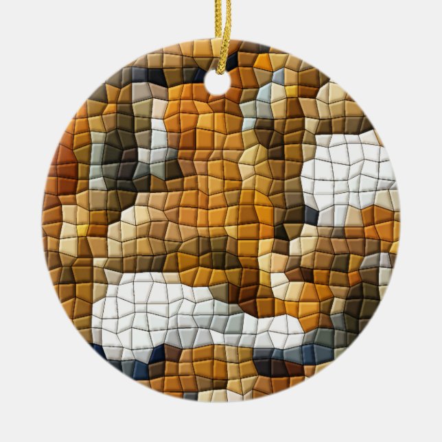 FOX MOSAIC CERAMIC TREE DECORATION (Front)
