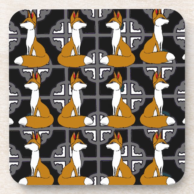 Fox motif  Square coasters (Front)