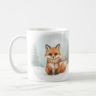 Fox Mug Cute Watercolor Winter Christmas Gift Wood