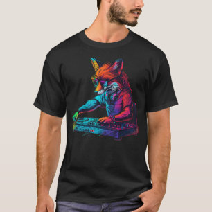 Fox Music DJ Dance Club Techno House Music Turntab T-Shirt