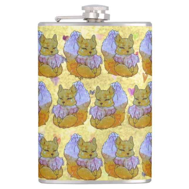 Fox named Dice Hip Flask (Front)