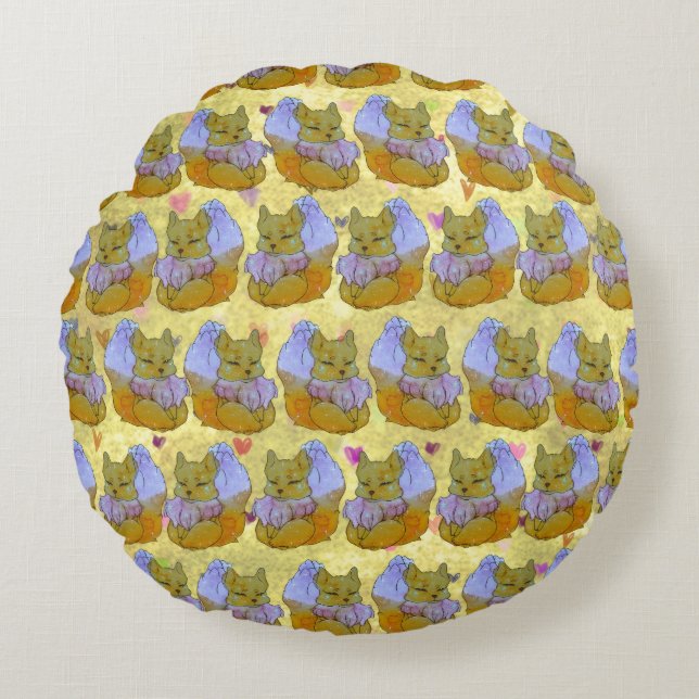 Fox named Dice Round Cushion (Front)