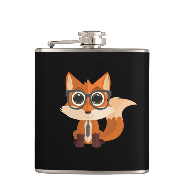 Fox Nerd Hip Flask (Front)
