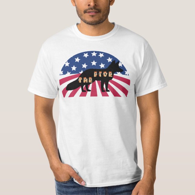 Fox News The Five Fox and American Flag T-Shirt (Front)