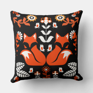 Fox Nordic Scandinavian Folk Art Cushion