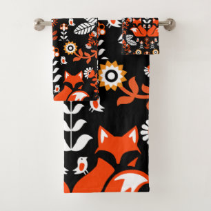 Fox Nordic Scandinavian Folk Art Tablecloth Bath Towel Set