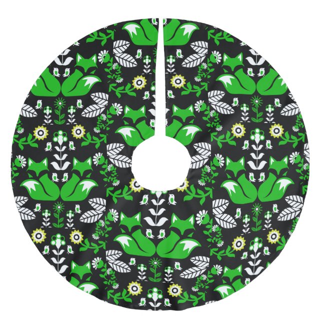 Fox Nordic Scandinavian Folk Art     Tablecloth Brushed Polyester Tree Skirt (Front)