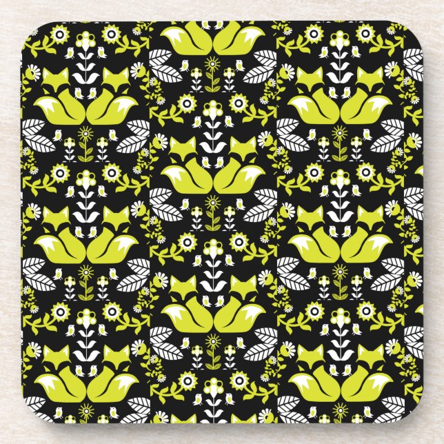 Fox Nordic Scandinavian Folk Art     Tablecloth Coaster (Front)