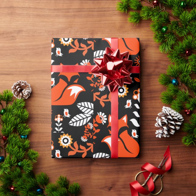 Fox Nordic Scandinavian Folk Art      Tablecloth Wrapping Paper (Holiday Gift)