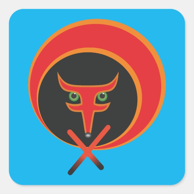 Fox of life - Red. Square Sticker (Front)