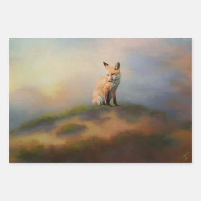 Fox On A Hill Wildlife Decoupage Paper (Front)
