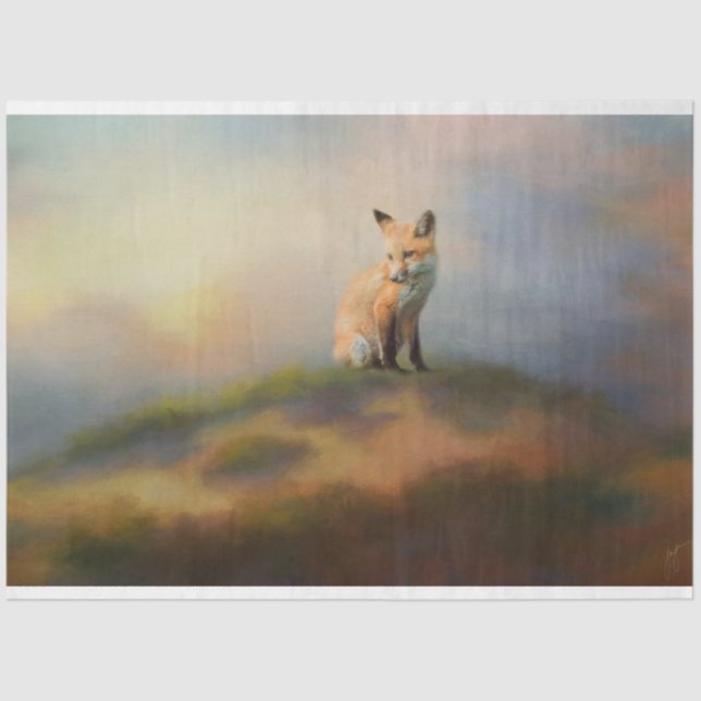 Fox On A Hill Wildlife Decoupage Tissue Paper (Front)