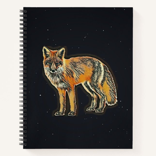 Fox on Starry Black Background Sketch Book (Front)