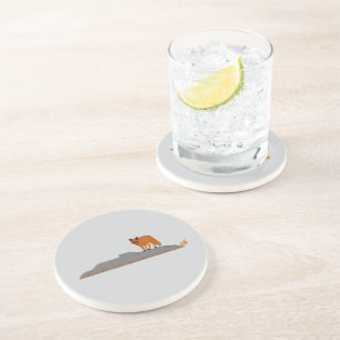 🦊 Fox on the Rock Sandstone Coasters