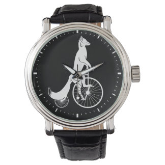 Fox on Vintage Penny Farthing Bike Watch