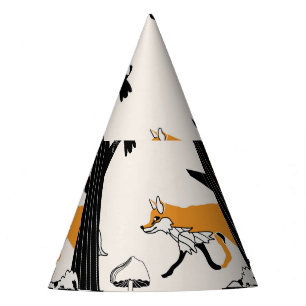 Fox, owl, tree, vintage seamless. party hat