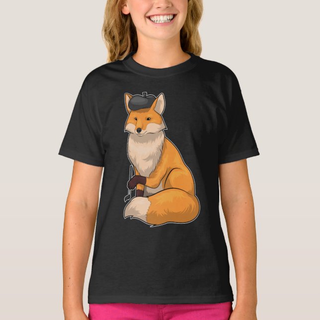 Fox Painter Paint brush Painting T-Shirt (Front)
