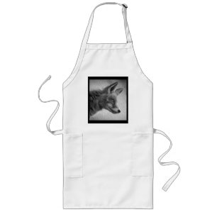 FOX PAINTING STYLE BLACK AND WHITE LONG APRON