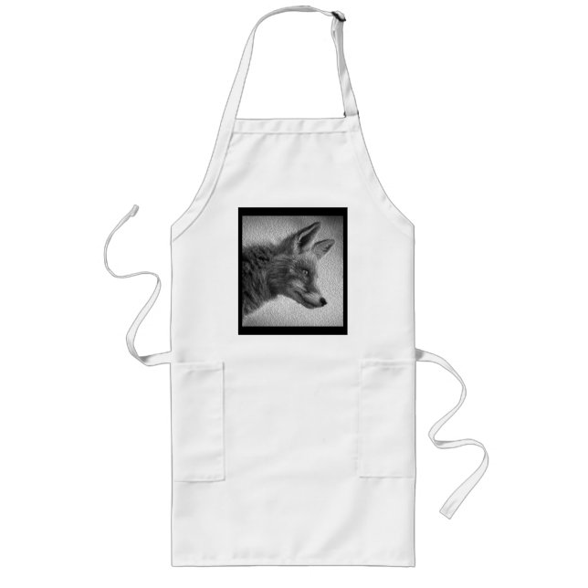 FOX PAINTING STYLE BLACK AND WHITE LONG APRON (Front)