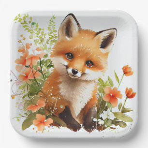 Fox Paper Plates, Woodland Animal Party Plate
