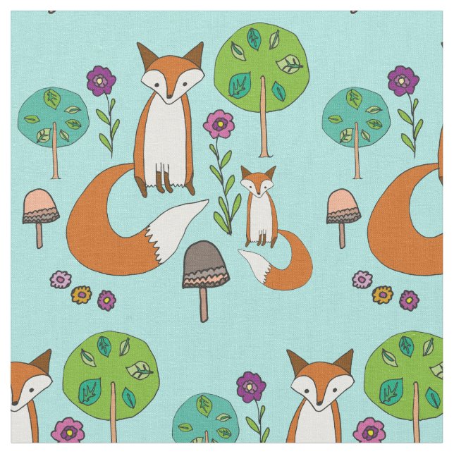 Fox Pattern Fabric (Close Up)