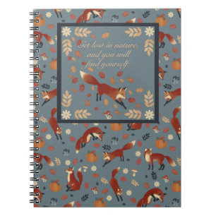 Fox Pattern Notebook in Soft Autumn Colours