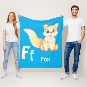 Fox personalise ABC: Letter F - Add Your Name Fleece Blanket