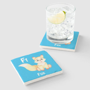Fox personalise ABC: Letter F - Add Your Name Stone Coaster