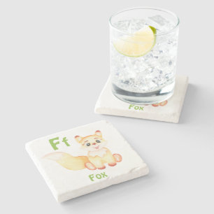 Fox personalise ABC: Letter F - Add Your Name Stone Coaster