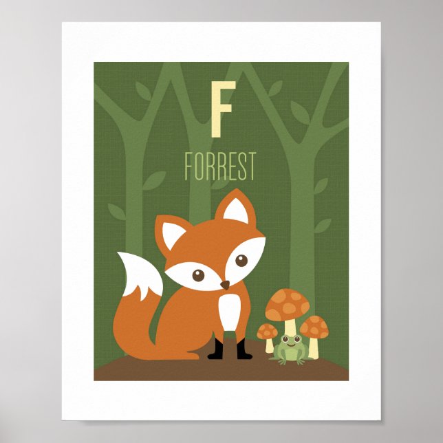 Fox Personalised Nursery Poster Print (Front)