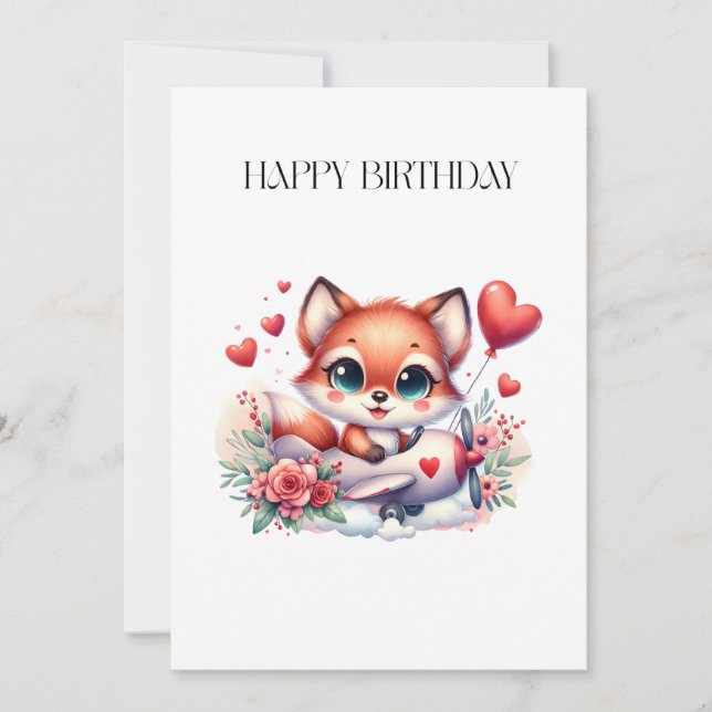 Fox Pilot Birthday Card (Front)